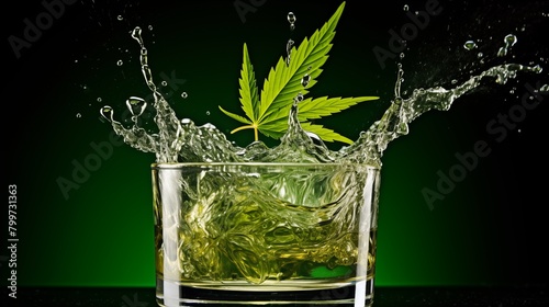 The cannabis oil in the glass moves, creating a mesmerizing image of the oil spreading.
