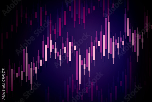 Business candle stick graph chart of stock market investment trading on blue background. Bullish point, up trend of graph. Economy vector design