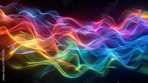 Abstract fluid iridescent holographic neon curved wave in motion, creating a mesmerizing colorful background. This gradient design captures the essence of fluidity and light, AI Generative