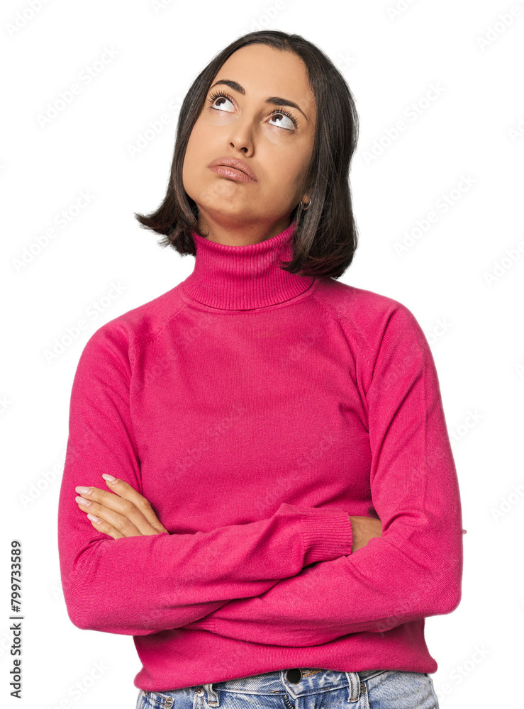 Young Caucasian woman with short hair tired of a repetitive task. Young Caucasian woman with short hair tired of a repetitive task.