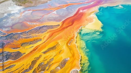 Aerial Photography of Colorful Saline Lakes