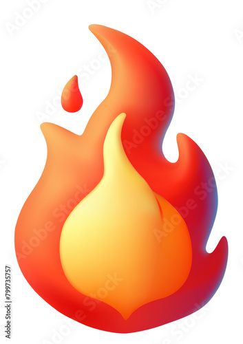 Icon 3d fire flame icon isolated on white background. Illustration in cartoon plastic style.Vector illustration