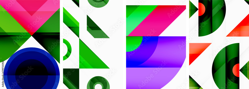 A dynamic display of colorfulness featuring rectangles, triangles, circles, and electric blue tints. The symmetrical pattern creates an artistic composition on a white background A dynamic display of colorfulness featuring rectangles, triangles, circles, and electric blue tints. The symmetrical pattern creates an artistic composition on a white background