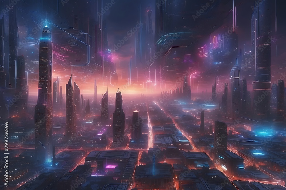 time lapse of lights Cosmic Metropolis A Cyberpunk Odyssey
