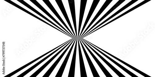 Black on white abstract perspective wave line stripes with 3d dimensional effect isolated on white. linear perspective illustration op art