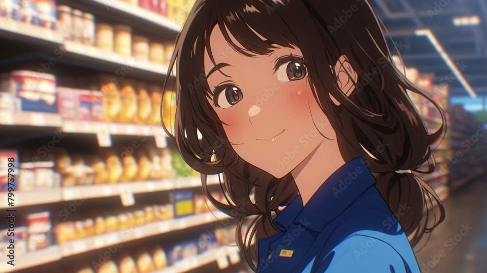 スーパーマーケット店員の女性12