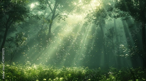 Impressive rainforest landscape, lush greenery, diverse ecosystem, AI Generative © sorapop