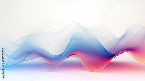 3d illustration visualized abstract wave on white background to use in digital, graphic, ai, technology. clean, minimal, and futuristic concept.