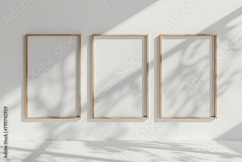 Sunlit Elegance  Trio of A4 Blank Posters in Light Wood Frames