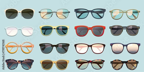 Glasses collection. Sunglasses set.