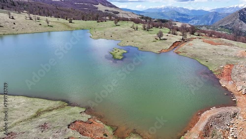 Albania Valamara mountain landscape Black Lake, wonderful sky photo