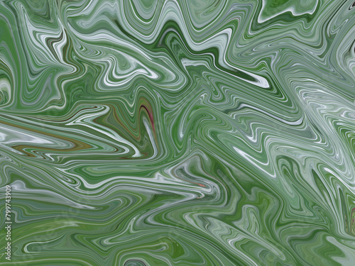 Green fluid art marbling paint textured background. Abstract creative fluid colors
