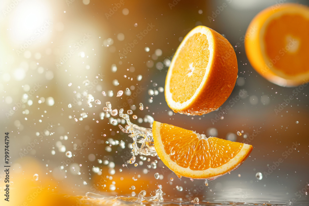 Fresh orange flowing in the air Fresh orange flowing in the air