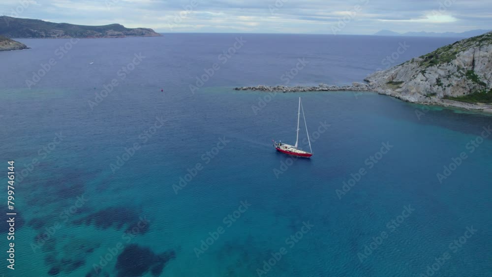 datca knidos ancient city aerial drone video blue sea cloudy sky datca knidos ancient city aerial drone video blue sea cloudy sky