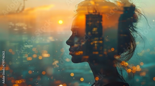 Artistic Fusion of Human Element and Urban Vision: Double Exposure