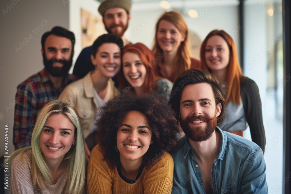 Portrait of a group of diverse young people standing together in an office Portrait of a group of diverse young people standing together in an office