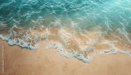 Banner background for summer features a sandy beach and crystalclear waters as the element of subject