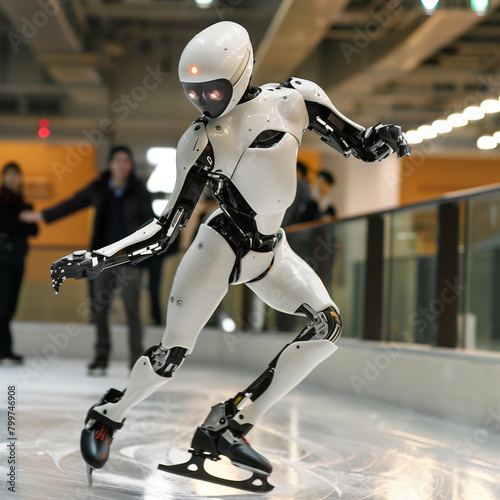 a humanoid robot playing the figure skating © earlybird