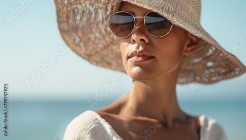 Lightweight coverups are perfect for transitioning from beach to cafe, offering stylish protection from the sun, hitech cyber look Sharpen close up with copy space photo