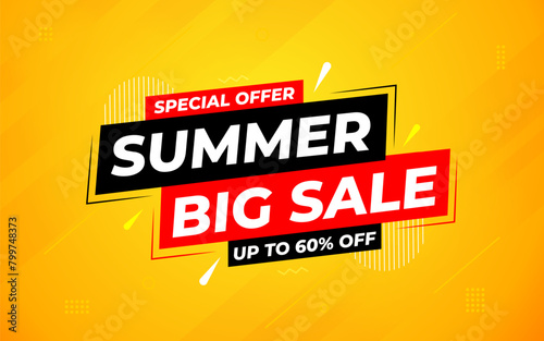 Summer sale Discount banner. summer offer sale banner vector template. Sale label and discounts background, Discount Promotion marketing poster design for web and Social. Vector Illustration.