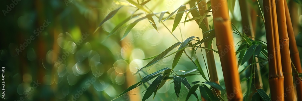 Fototapeta premium Close-up of the bamboo forest, dews, 4K , background for banner website, ads, creative background
