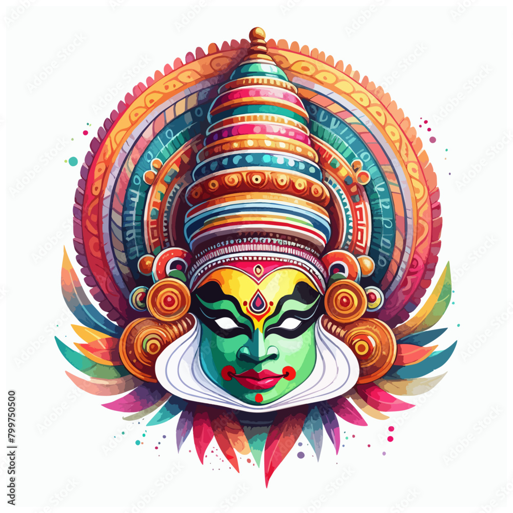 South Indian Traditional Kathakali Dancer face mask