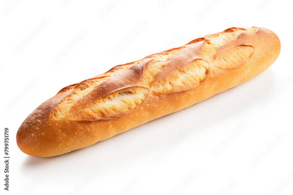 Freshly Baked French Baguette Bread Isolated on White Background Freshly Baked French Baguette Bread Isolated on White Background