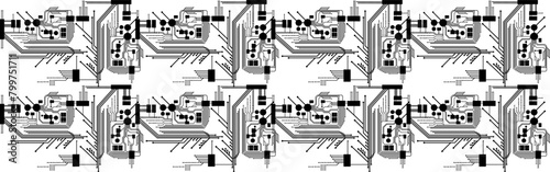 Technologie - Elektronik - Elektronische Platinen im Layout Hintergrund - Schaltkreise Bauelemente und Mikrochips - Design Element