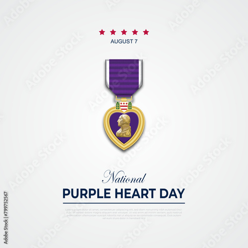 National Purple Heart Day August 7 Background Vector Illustration