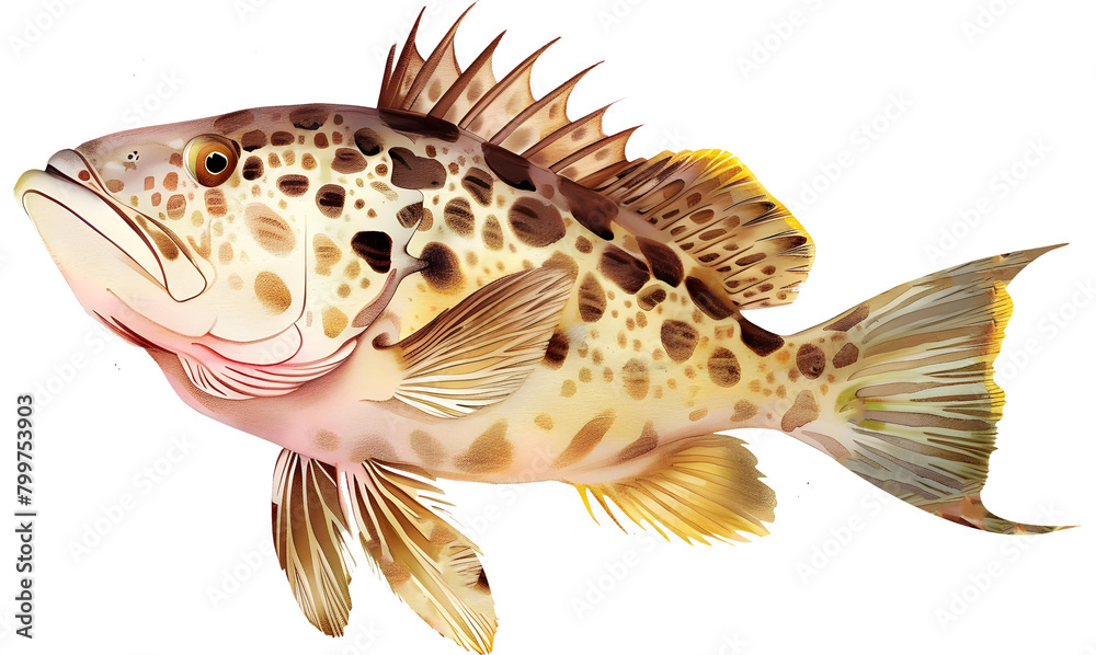 Fototapeta premium Reef Fish In Gulf Of Mexico , Marine Fish , Ocean Animals, Grouper, Snapper , Triggerfish