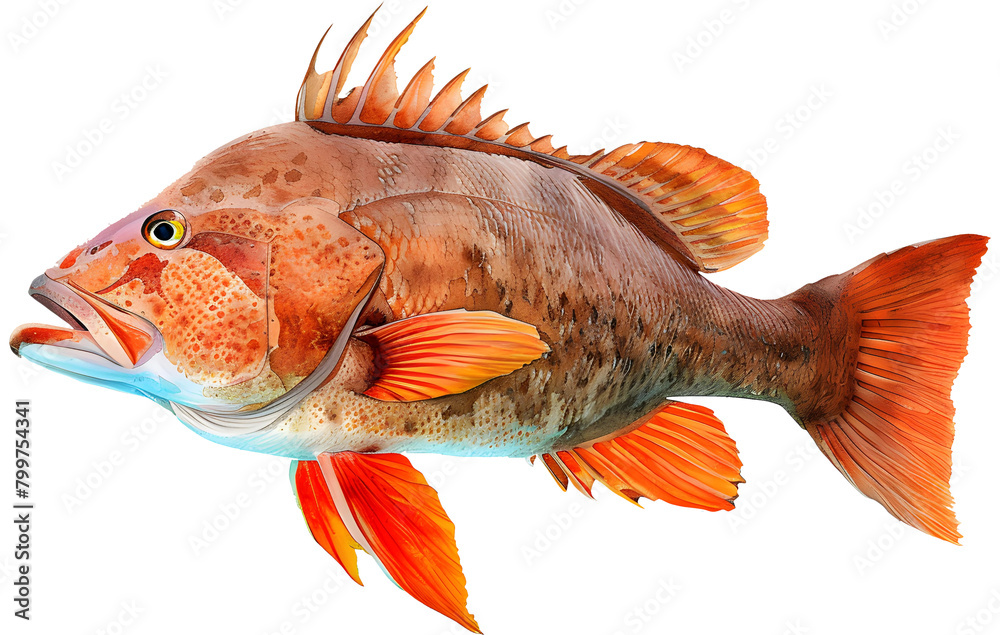 Fototapeta premium Reef Fish In Gulf Of Mexico , Marine Fish , Ocean Animals, Grouper, Snapper , Triggerfish