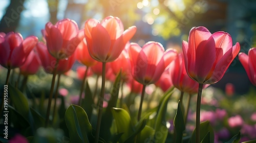 Beautiful tulip flower garden art