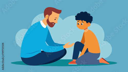 A mentor figure sitting down with a younger man providing guidance and wisdom on navigating emotional struggles..