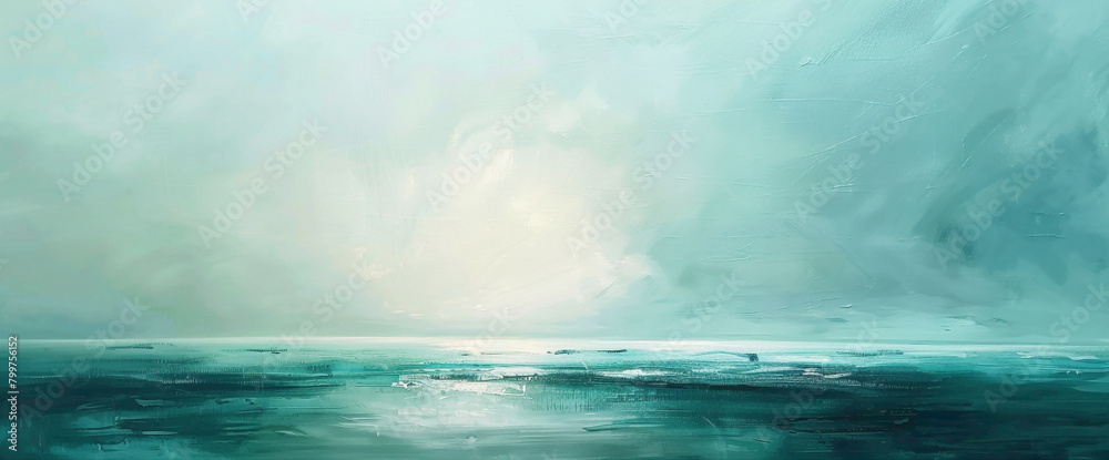 A serene teal-colored sunrise pnting the sky with soft hues, evoking a sense of tranquility and renewal.
