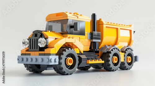 3D render lego plastic roller truck color yellow aspect ratio 2:1 © rajagambar99