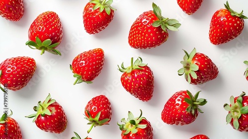 strawberry isolated on white background, Generative AI,