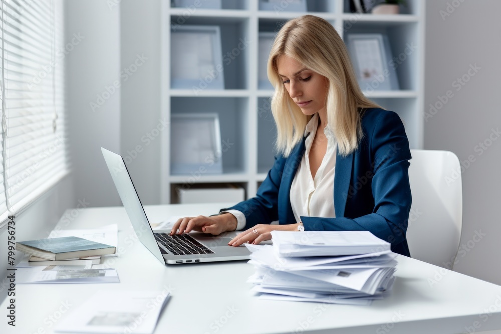 Female businesswoman boss accountant working in the office Female businesswoman boss accountant working in the office