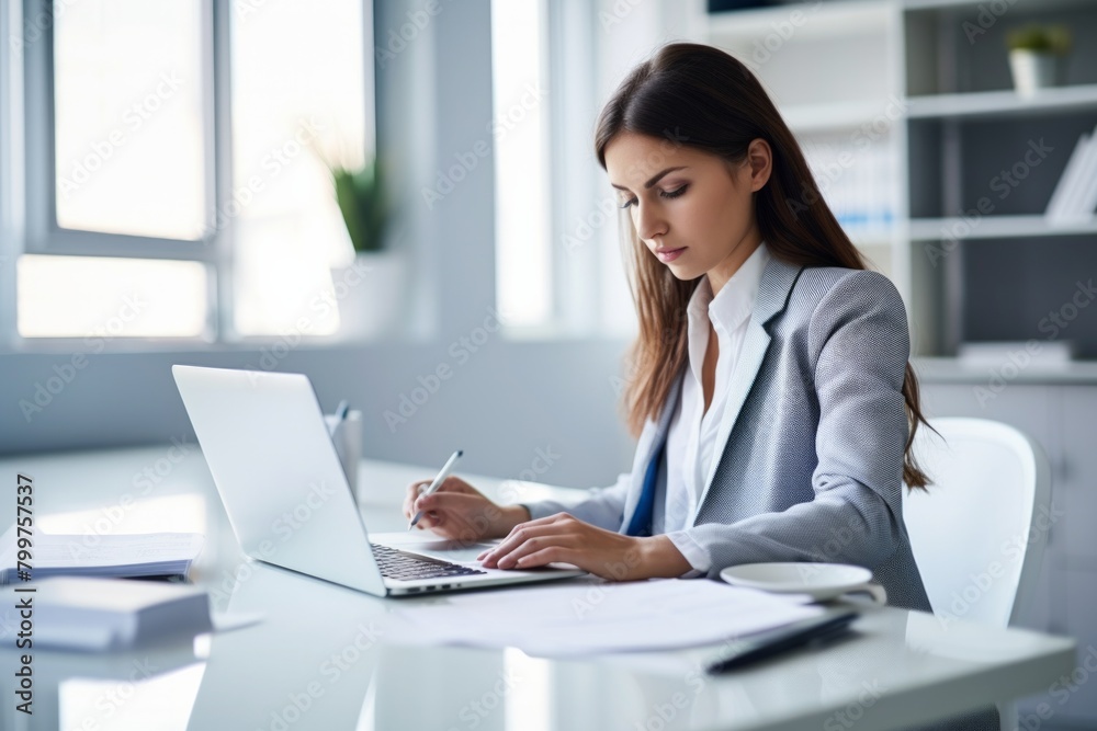 Female businesswoman boss accountant working in the office Female businesswoman boss accountant working in the office