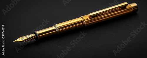 Retro style gold pen on black paper