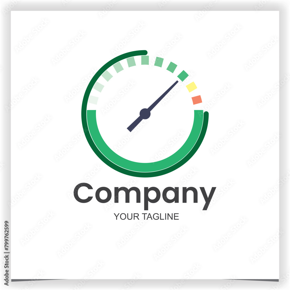 Vector green speedometer logo design template