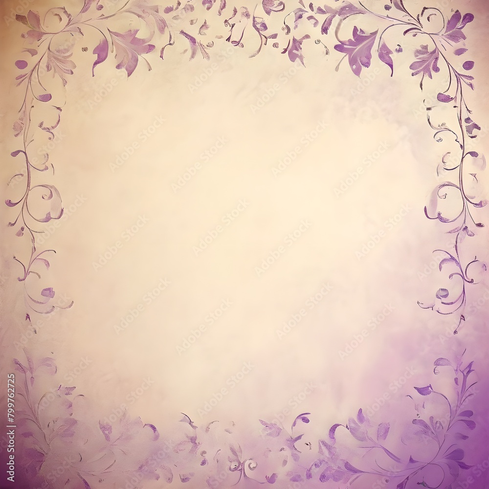  soft purple color beige background parchment with a thin barely noticeable floral ornament wallpaper, Ai Generated