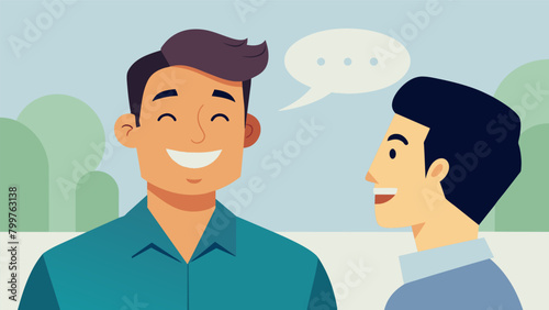 A smile appearing on a mans face as he remembers the kind words a coworker said to him earlier..