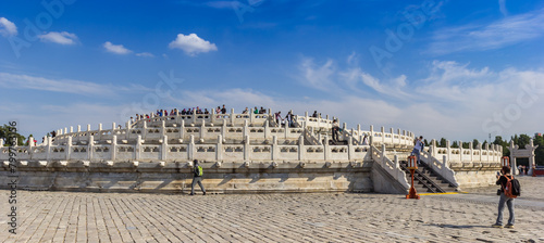 Panorama of the round altar in the Temple of Heaven Park in Beijing, China