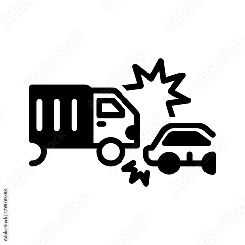 Vector solid black icon for Truck accident