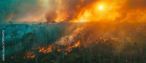 Tropical forest bushfires emit greenhouse gases (GHGs) such as carbon dioxide (CO2) and others, which exacerbate climate change. photo