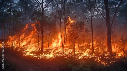 Tropical forest bushfires emit greenhouse gases  GHGs  such as carbon dioxide  CO2  and others  which exacerbate climate change.