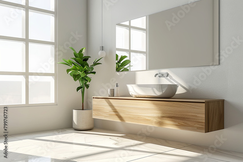 Modern minimalist bathroom interior  modern bathroom cabinet  white sink 