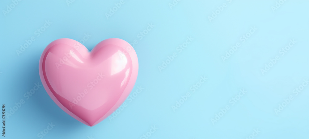 A pink heart stands out vibrantly against a solid blue background, generative AI
