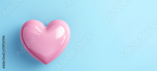 A pink heart stands out vibrantly against a solid blue background, generative AI