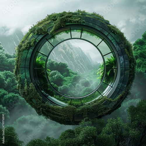 Design a futuristic and visually engaging art piece that conveys the message of supporting green business growth through sustainable investment practices  emphasizing the role of finance in driving po